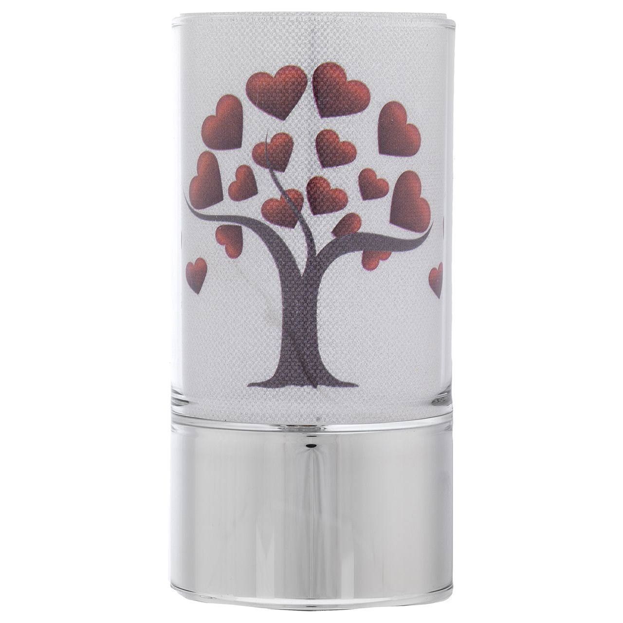 LAMPADA IN VETRO 7x15 CON DECORO ALBERO CON CUORI
