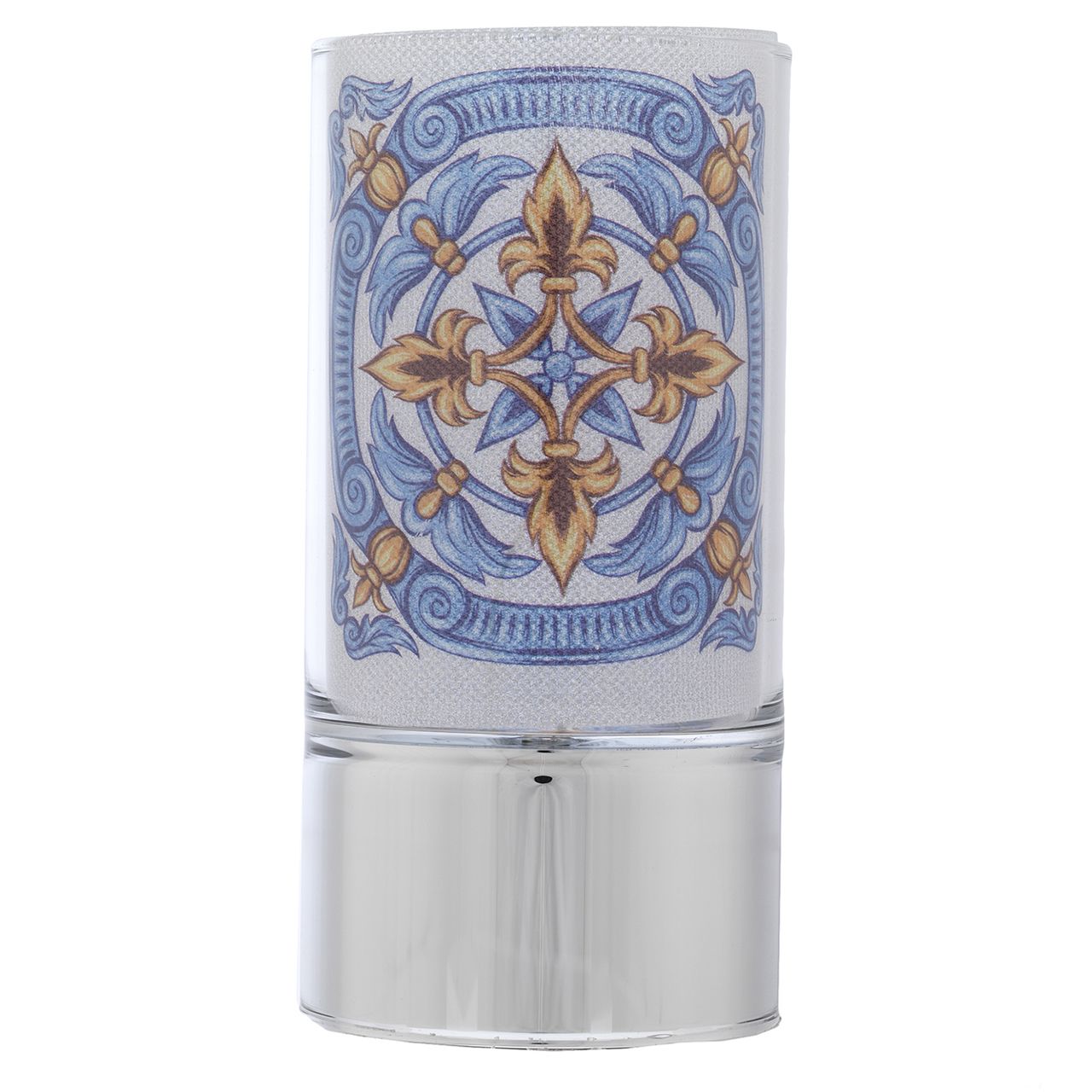 LAMPADA IN VETRO 7x15 CON DECORO MAIOLICA AZZURRA
