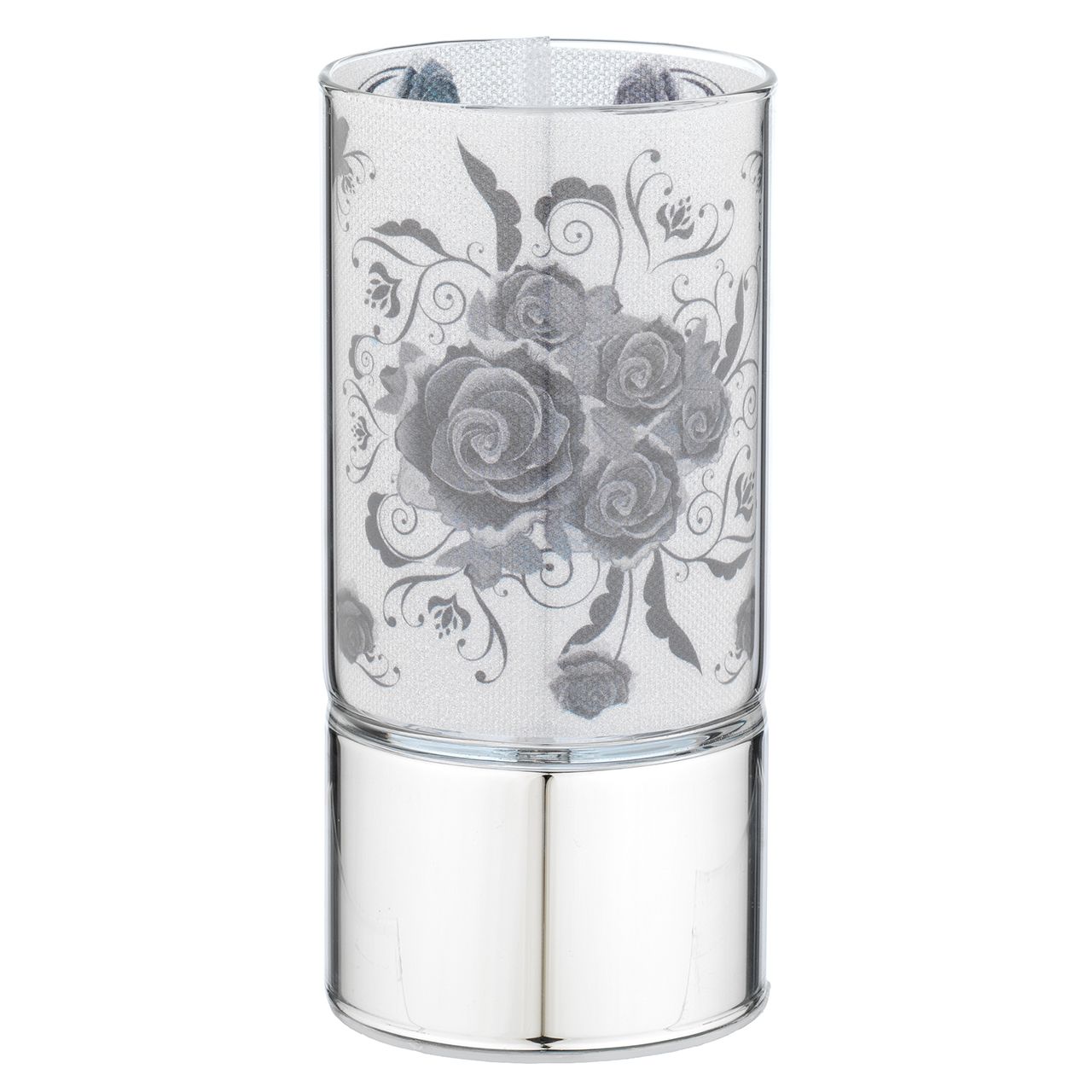 LAMPADA IN VETRO 7x15 CON DECORO ROSE B/N