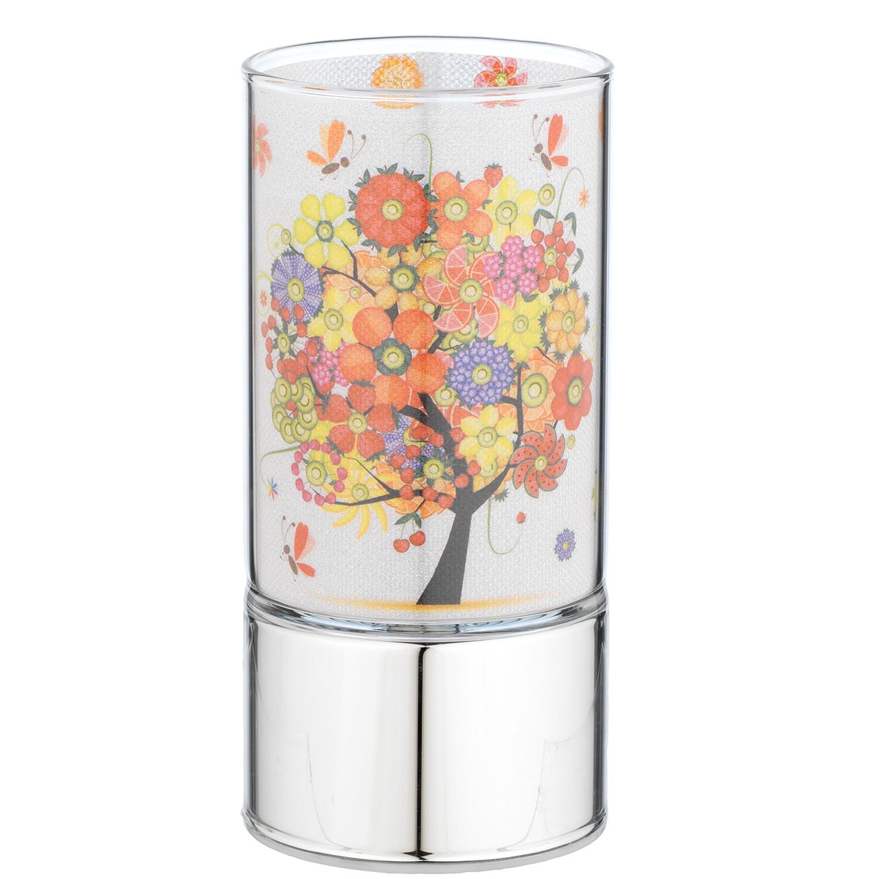 LAMPADA IN VETRO 7x15 CON DECORO ALBERO FRUTTA COLORI