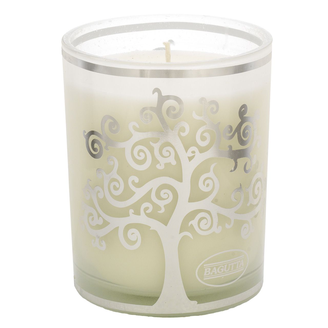 BICCHIERE CON CERA PROFUMATA 500gr - ALBERO STILIZZATO BIANCO