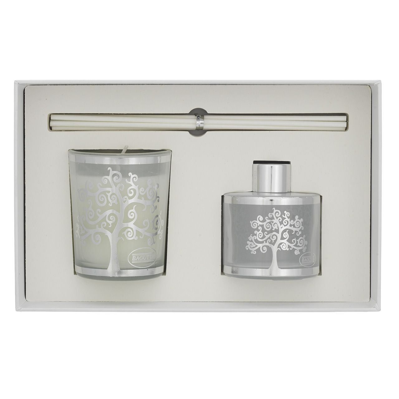 ASTUCCIO CON 50ml + STICKS + CANDELA 70gr - ALBERO STILIZZATO