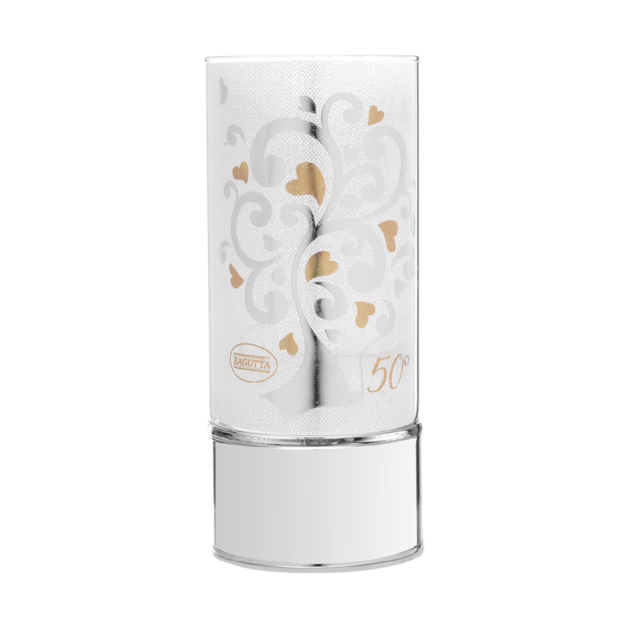 LAMPADA IN VETRO H. 20 CON DECORO ALBERO CUORI 50°