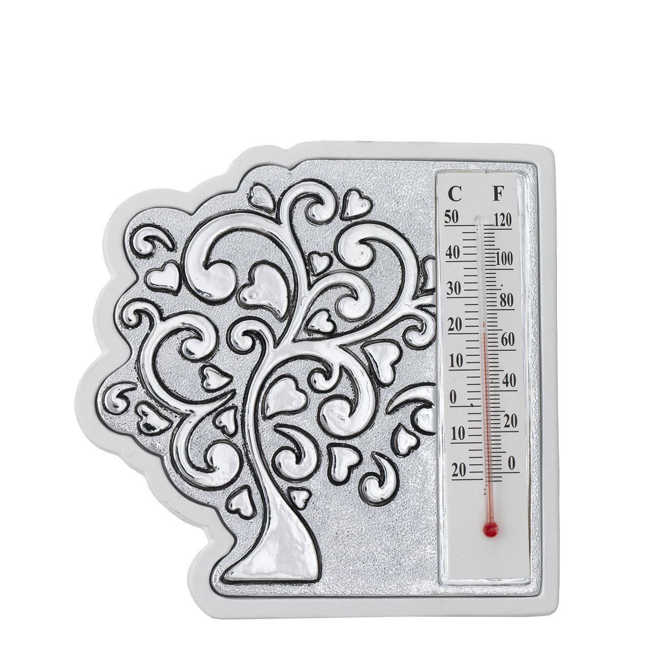 TERMOMETRO SAGOMATO 105x105 - ALBERO CON CUORI