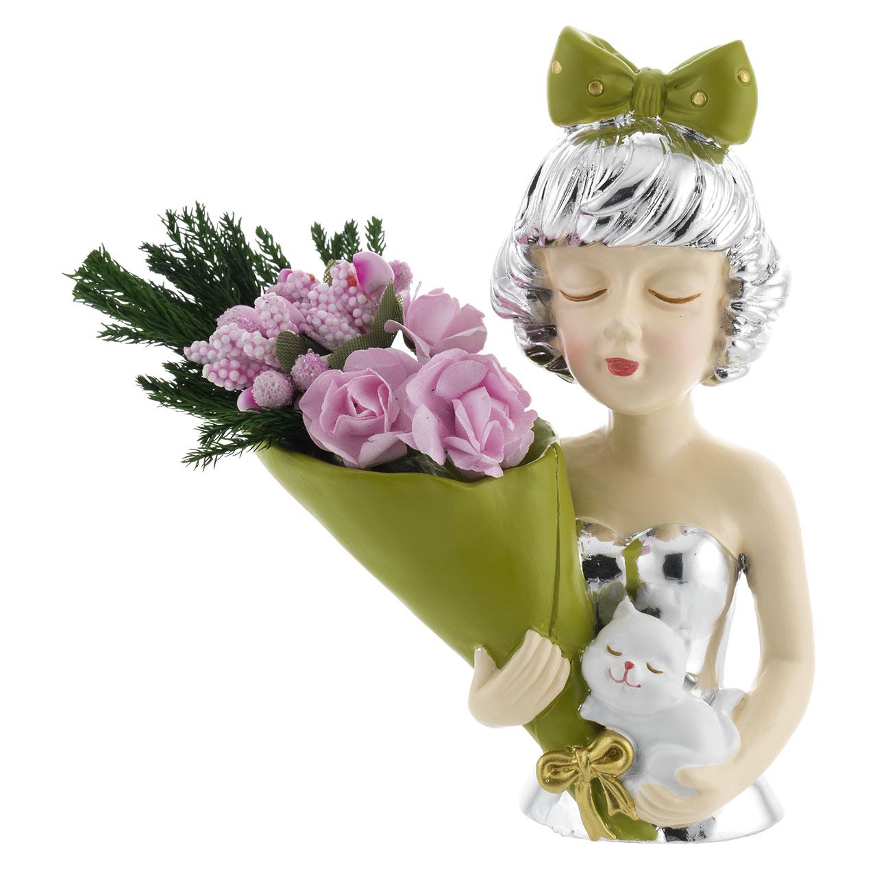 MEZZOBUSTO VERDE H. 11,5 CON BOUQUET