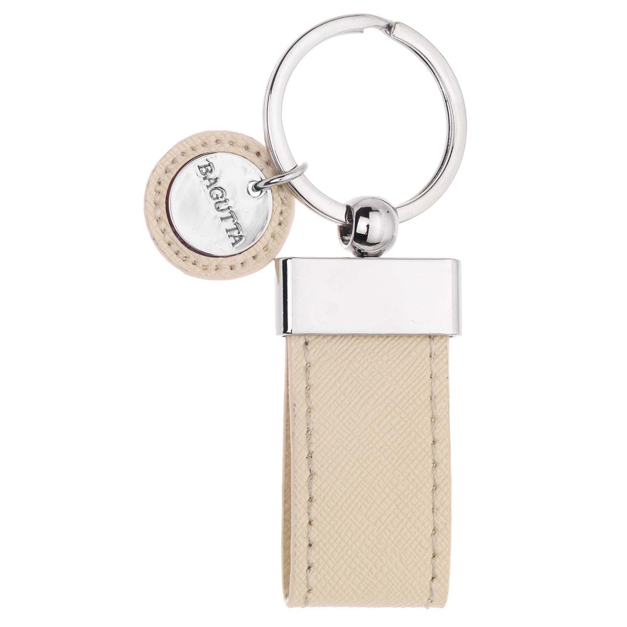 PORTACHIAVI FETTUCCIA CON LOGO TONDO CREMA