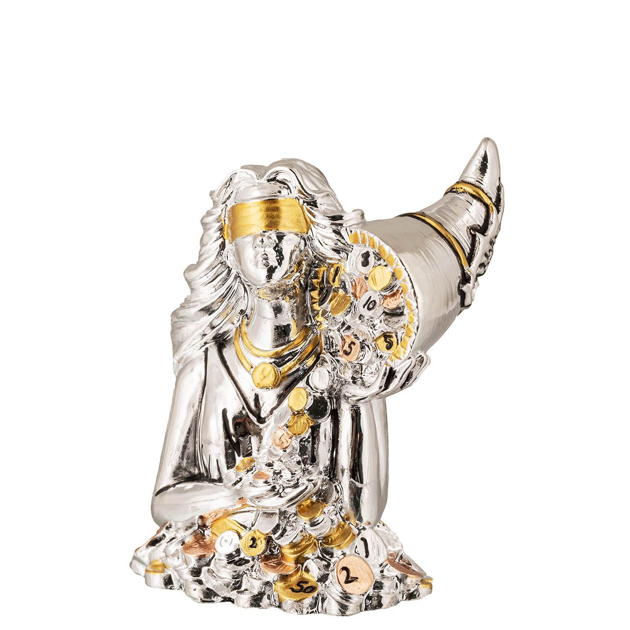 DEA BENDATA MEZZOBUSTO CON CASCATA DI MONETE H. 8