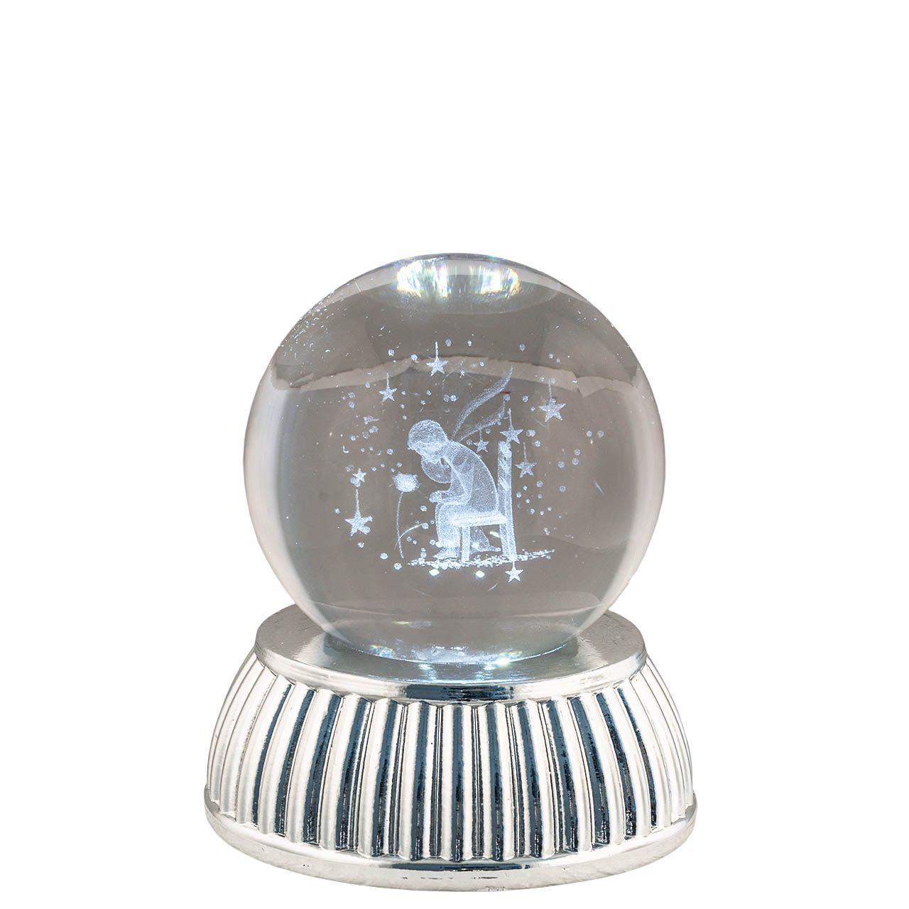 SFERA DIAM. 6 IN CRISTALLO SU BASE CON LED - PICCOLO PRINCIPE