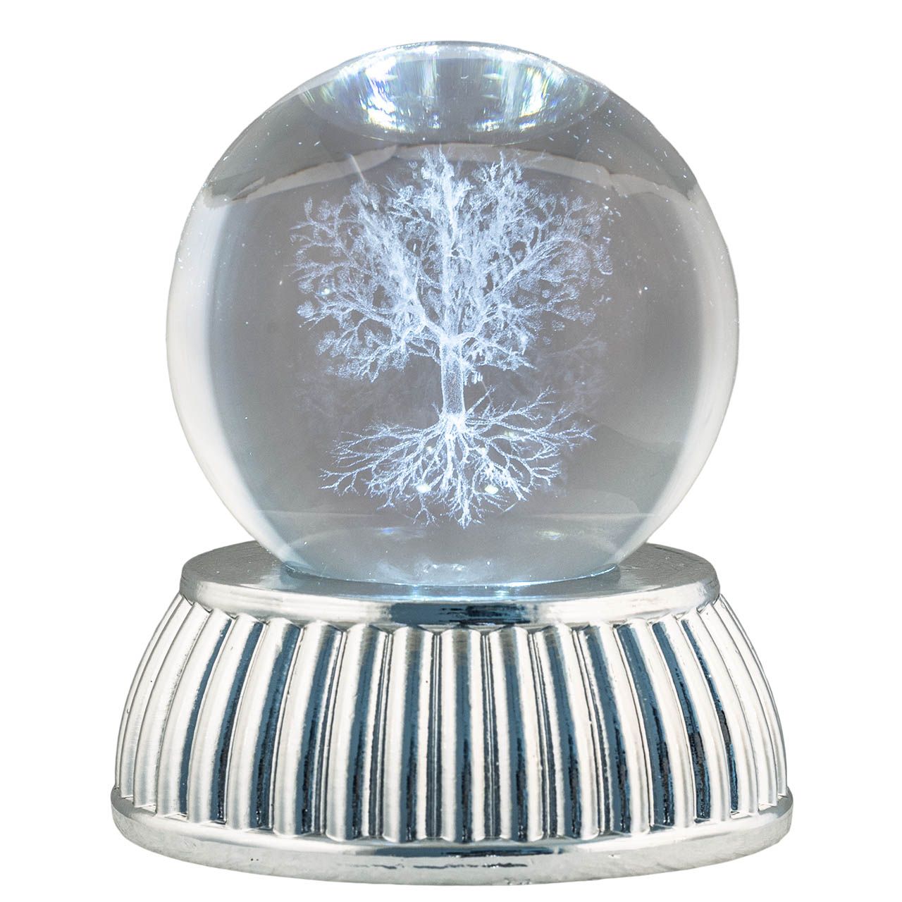 SFERA DIAM. 8 IN CRISTALLO SU BASE CON LED - ALBERO DELLA VITA