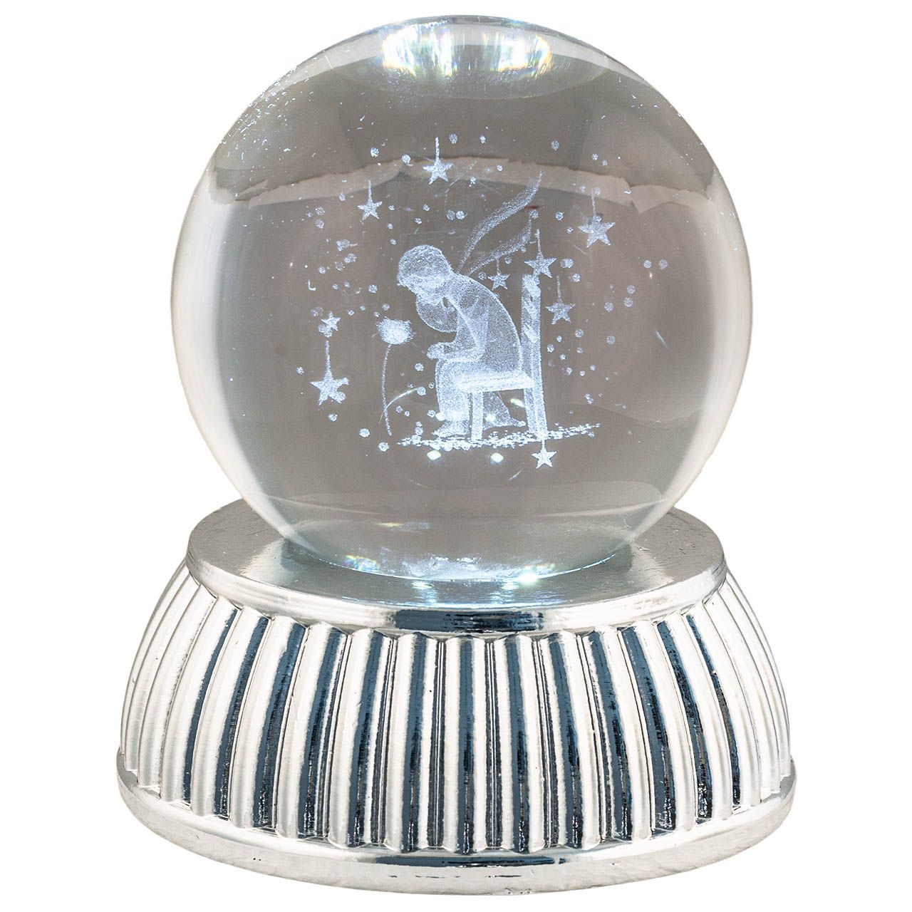 SFERA DIAM. 8 IN CRISTALLO SU BASE CON LED - PICCOLO PRINCIPE