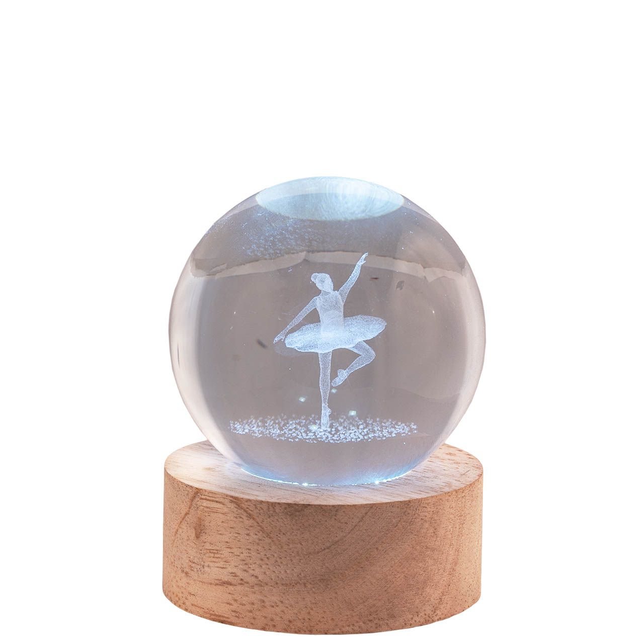 SFERA DIAM. 6 IN CRISTALLO SU BASE CON LED - BALLERINA