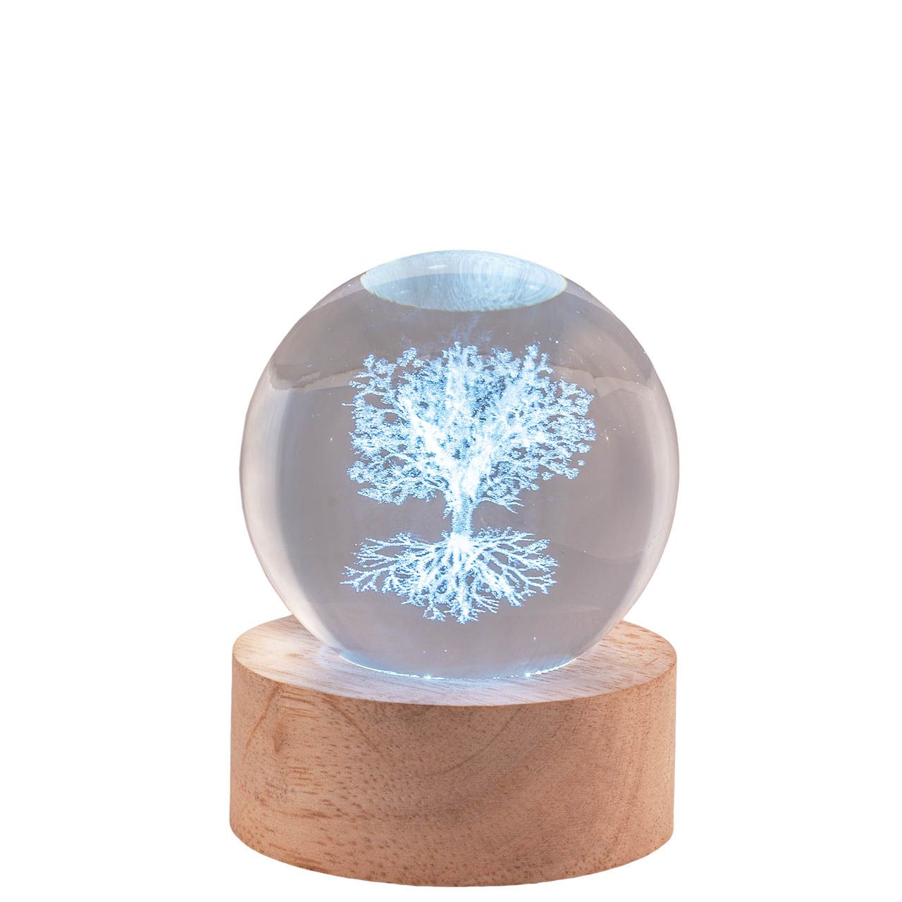SFERA DIAM. 6 IN CRISTALLO SU BASE CON LED - ALBERO DELLA VITA