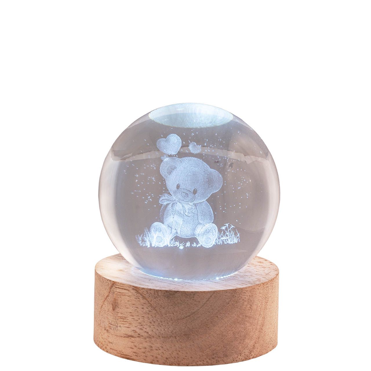 SFERA DIAM. 6 IN CRISTALLO SU BASE CON LED - ORSETTO