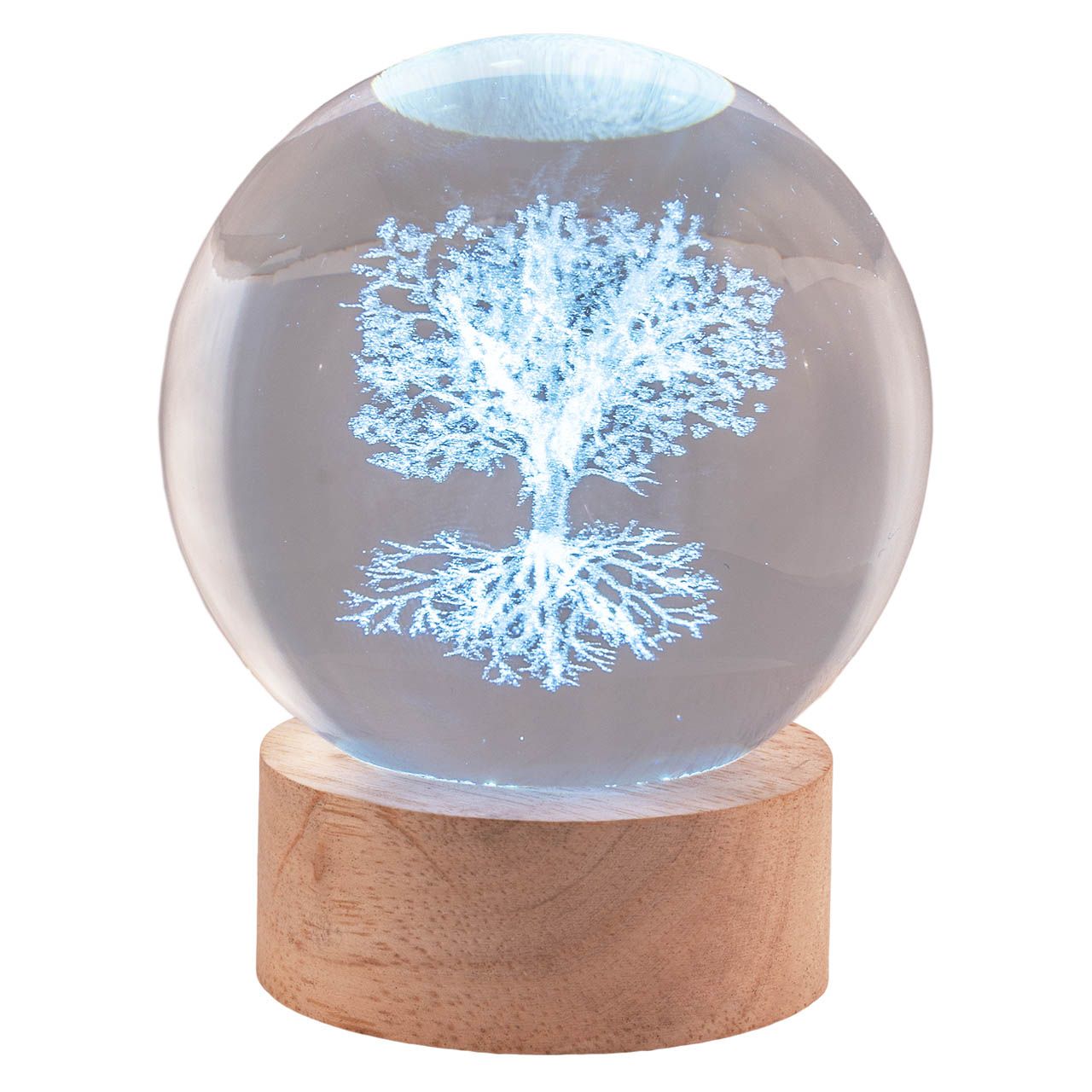 SFERA DIAM. 8 IN CRISTALLO SU BASE CON LED - ALBERO DELLA VITA