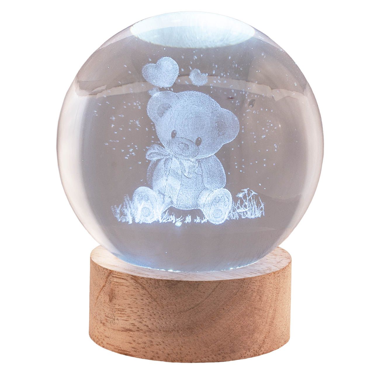 SFERA DIAM. 8 IN CRISTALLO SU BASE CON LED - ORSETTO