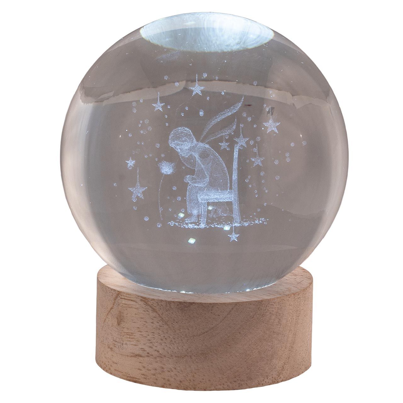 SFERA DIAM. 8 IN CRISTALLO SU BASE CON LED - PICCOLO PRINCIPE